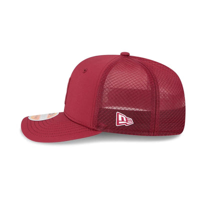 This is a Washington Commanders NFL Sideline 2025 Dark Red 9SEVENTY Trucker Stretch Snap Adjustable Cap 4