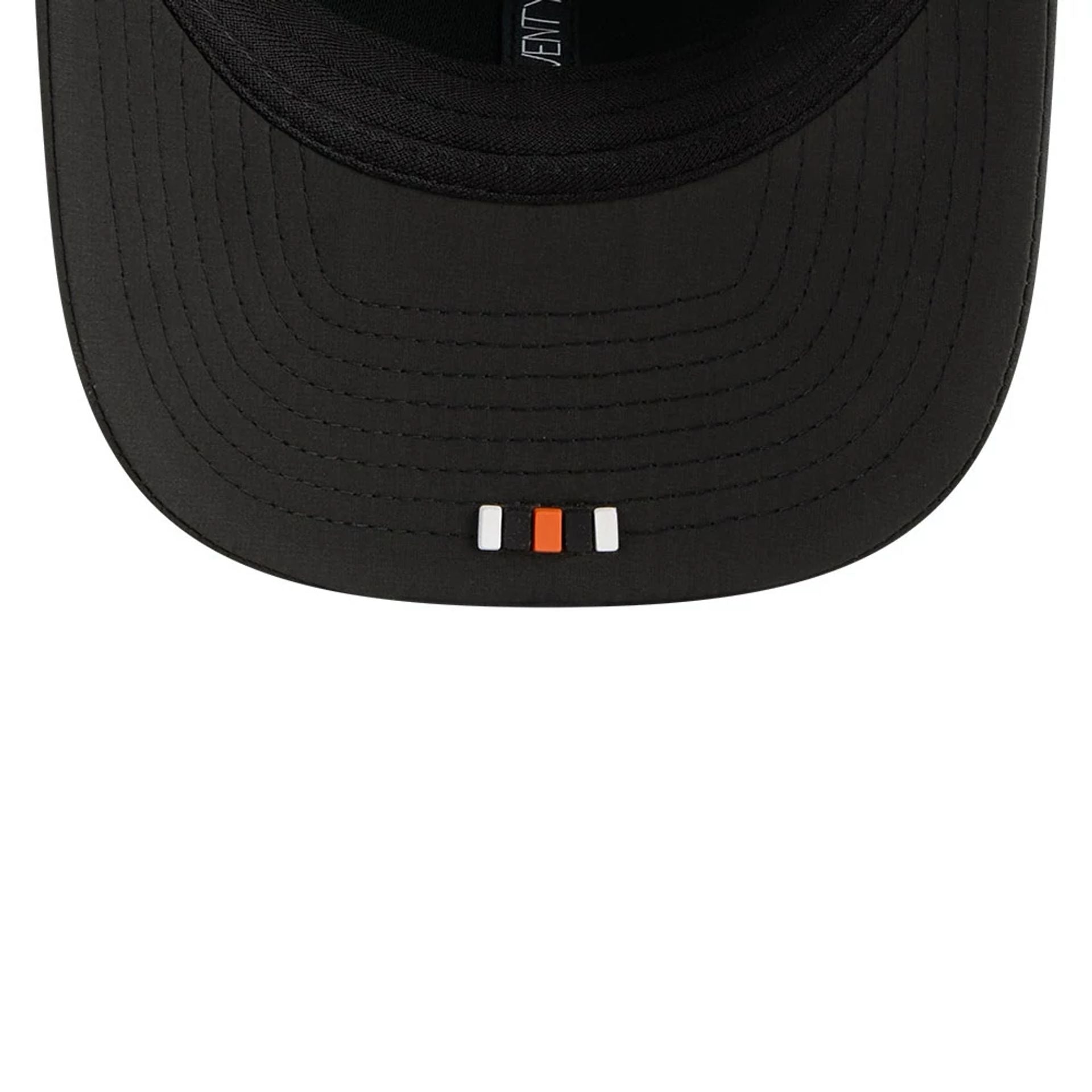 This is a Cincinnati Bengals NFL Sideline 2025 Black 9SEVENTY Trucker Stretch Snap Adjustable Cap 6