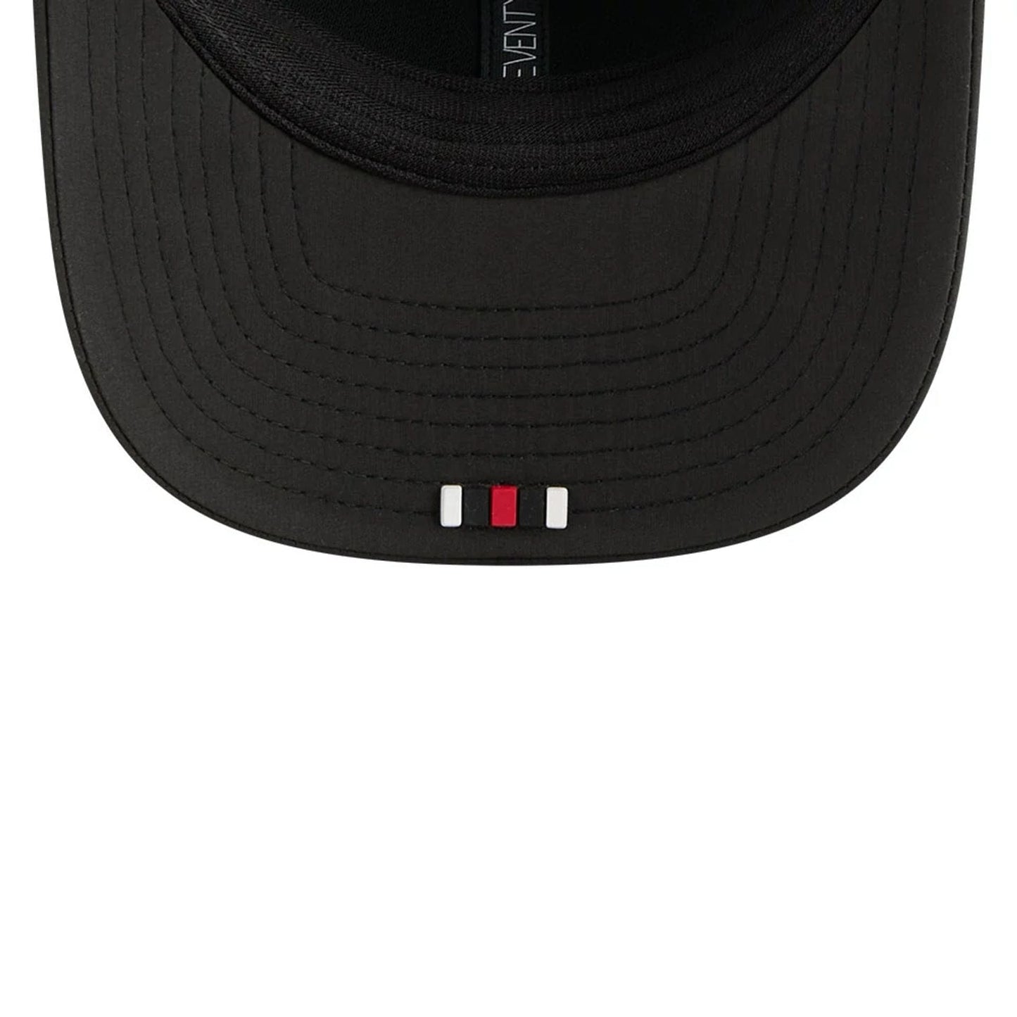 This is a Atlanta Falcons NFL Sideline 2025 Black 9SEVENTY Trucker Stretch Snap Adjustable Cap 5