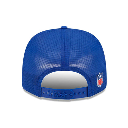 This is a Buffalo Bills NFL Sideline 2025 Blue 9SEVENTY Trucker Stretch Snap Adjustable Cap 6