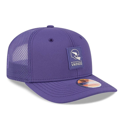 This is a Minnesota Vikings NFL Sideline 2025 Purple 9SEVENTY Trucker Stretch Snap Adjustable Cap 3