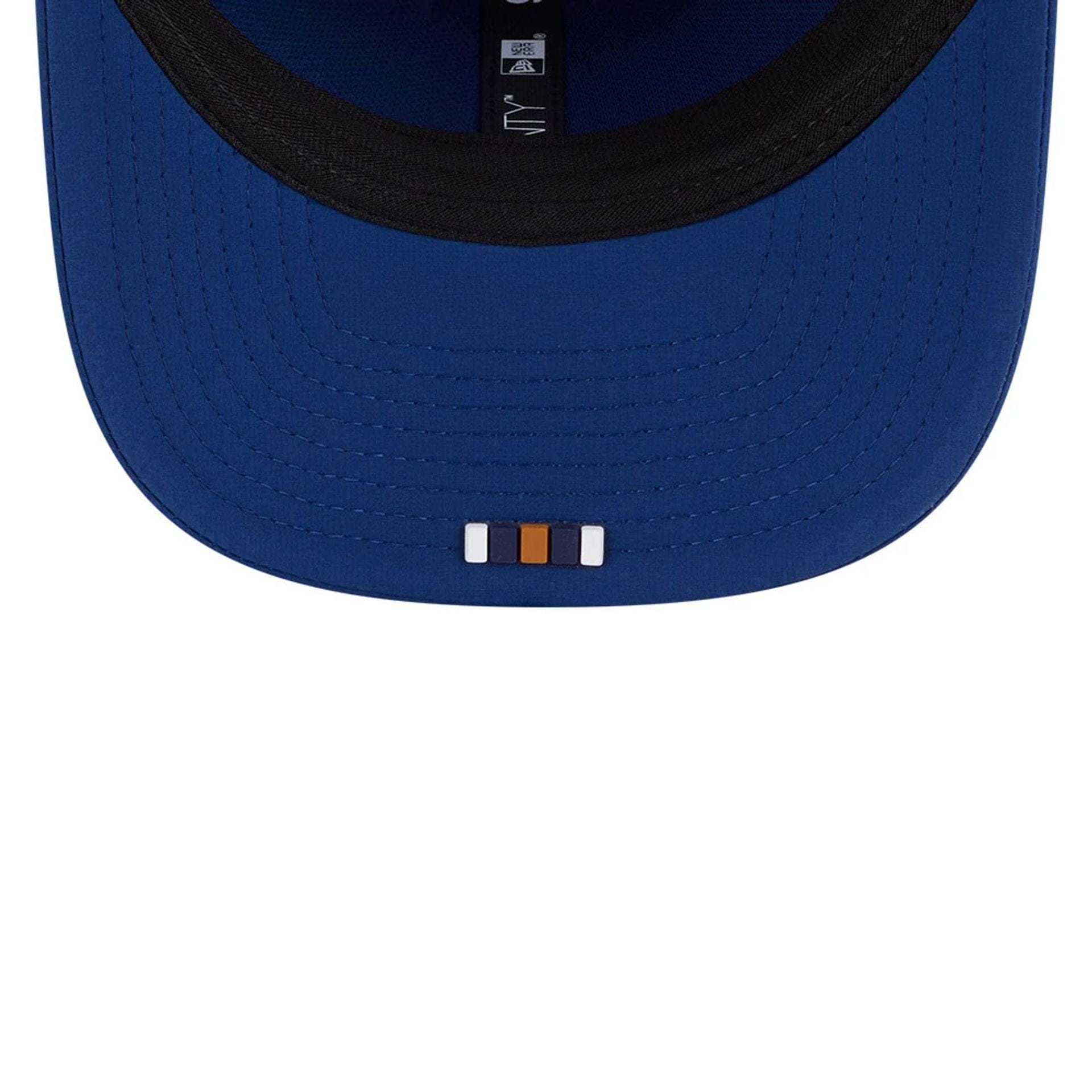 This is a Green Bay Packers NFL Sideline 2025 Blue 9SEVENTY Trucker Stretch Snap Adjustable Cap 7