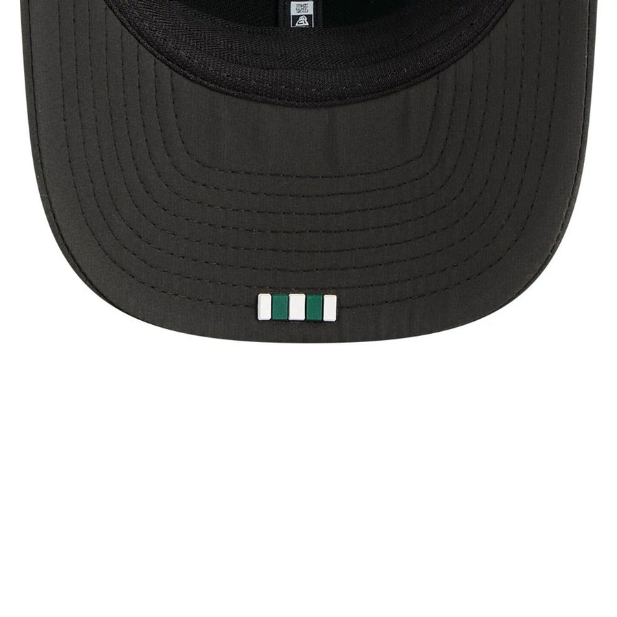 This is a New York Jets NFL Sideline 2025 Black 9SEVENTY Trucker Stretch Snap Adjustable Cap 2