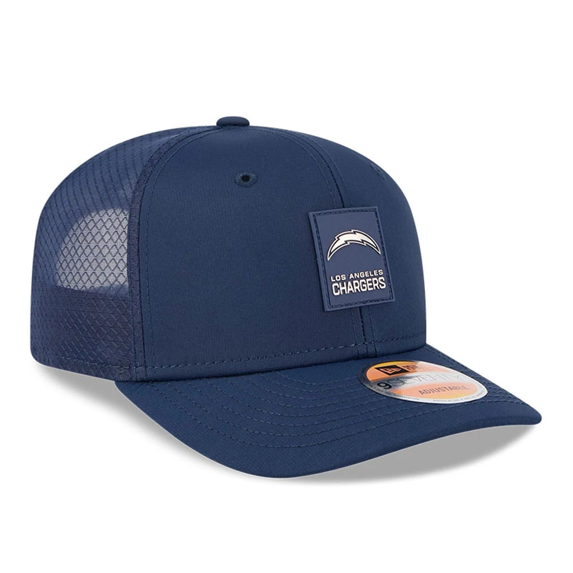 This is a LA Chargers NFL Sideline 2025 Blue 9SEVENTY Trucker Stretch Snap Adjustable Cap 3