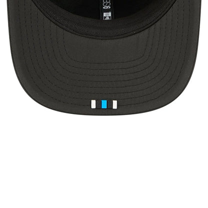 This is a Carolina Panthers NFL Sideline 2025 Black 9SEVENTY Trucker Stretch Snap Adjustable Cap 2