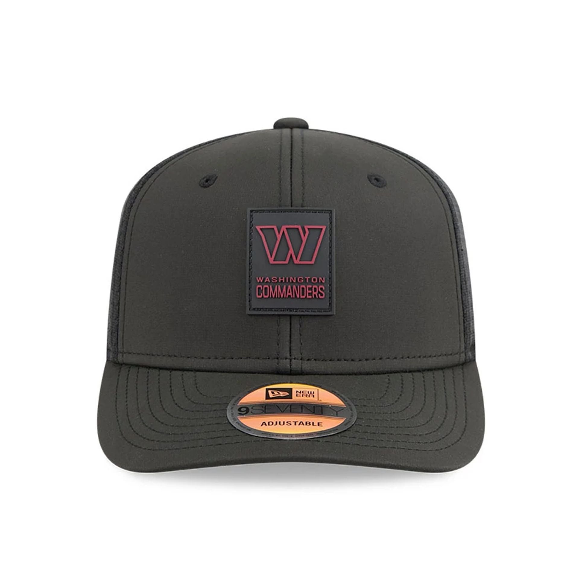 This is a Washington Commanders NFL Sideline 2025 Black 9SEVENTY Trucker Stretch Snap Adjustable Cap 3