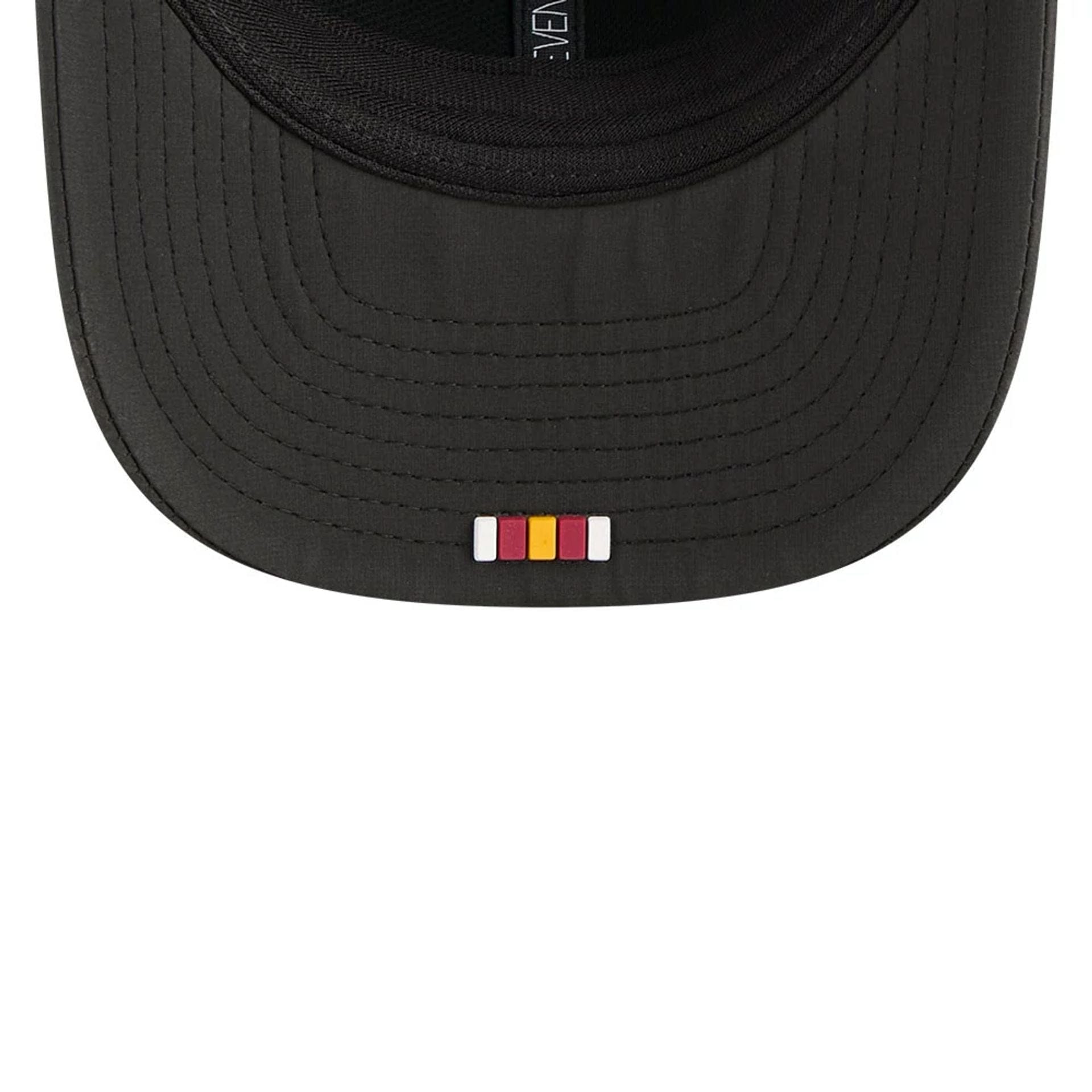 This is a Washington Commanders NFL Sideline 2025 Black 9SEVENTY Trucker Stretch Snap Adjustable Cap 2