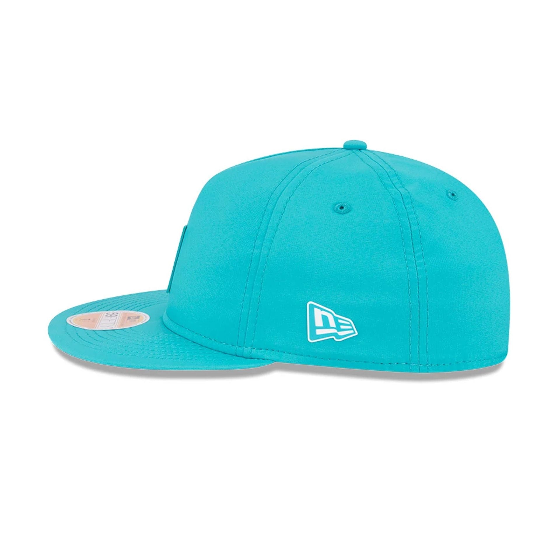 This is a Miami Dolphins NFL Sideline 2025 Turquoise Retro Crown 59FIFTY Fitted Cap 5