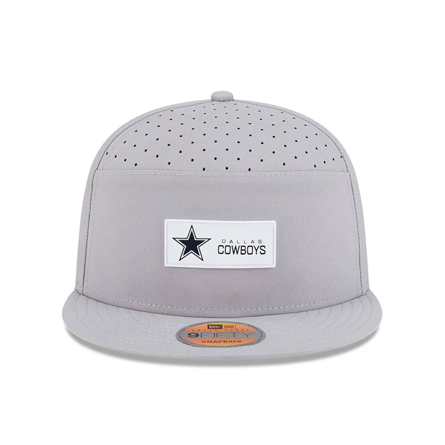 This is a Dallas Cowboys NFL Sideline 2025 Grey 9FIFTY Split Panel Snapback Adjustable Cap 3