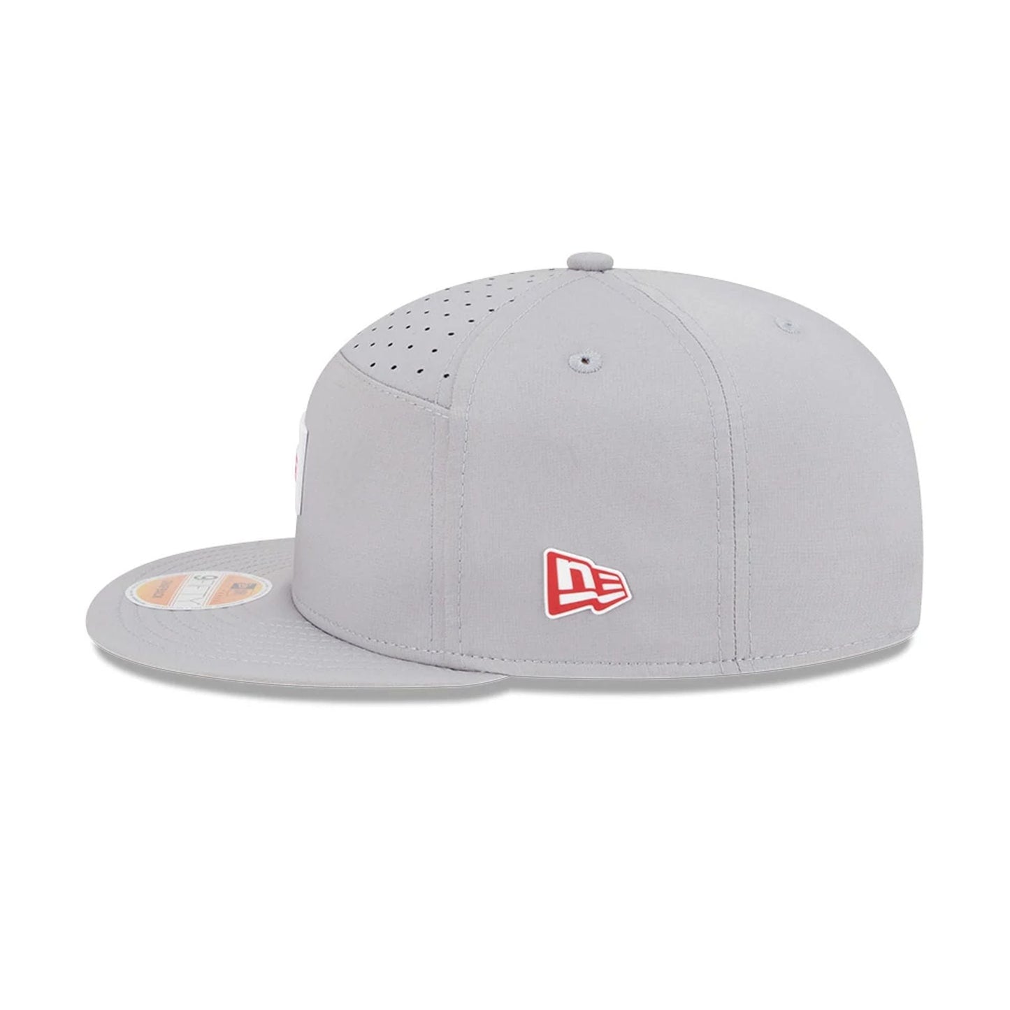 This is a San Francisco 49ers NFL Sideline 2025 Grey 9FIFTY Split Panel Snapback Adjustable Cap 5