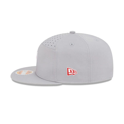 This is a San Francisco 49ers NFL Sideline 2025 Grey 9FIFTY Split Panel Snapback Adjustable Cap 5