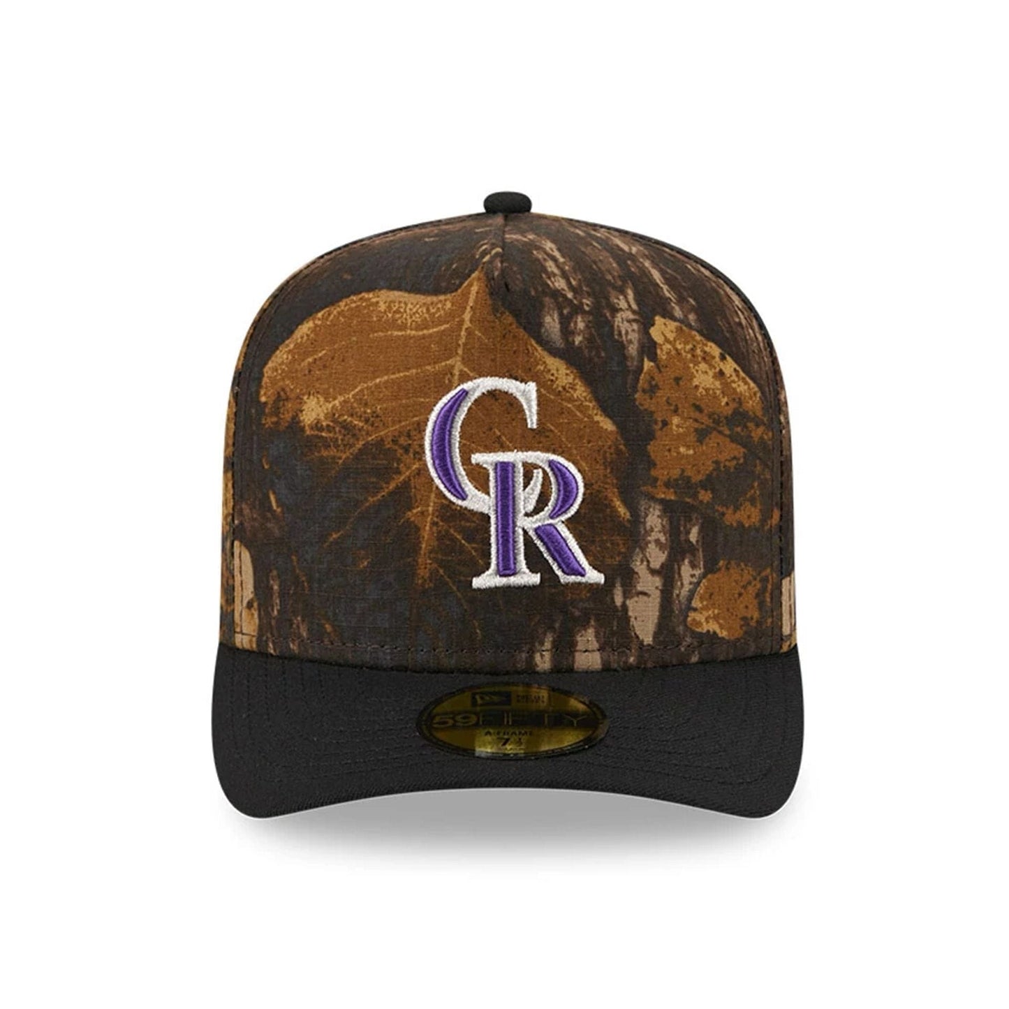 This is a Colorado Rockies MLB Ripstop Camo Assorted Print 59FIFTY A-Frame Fitted Cap 4