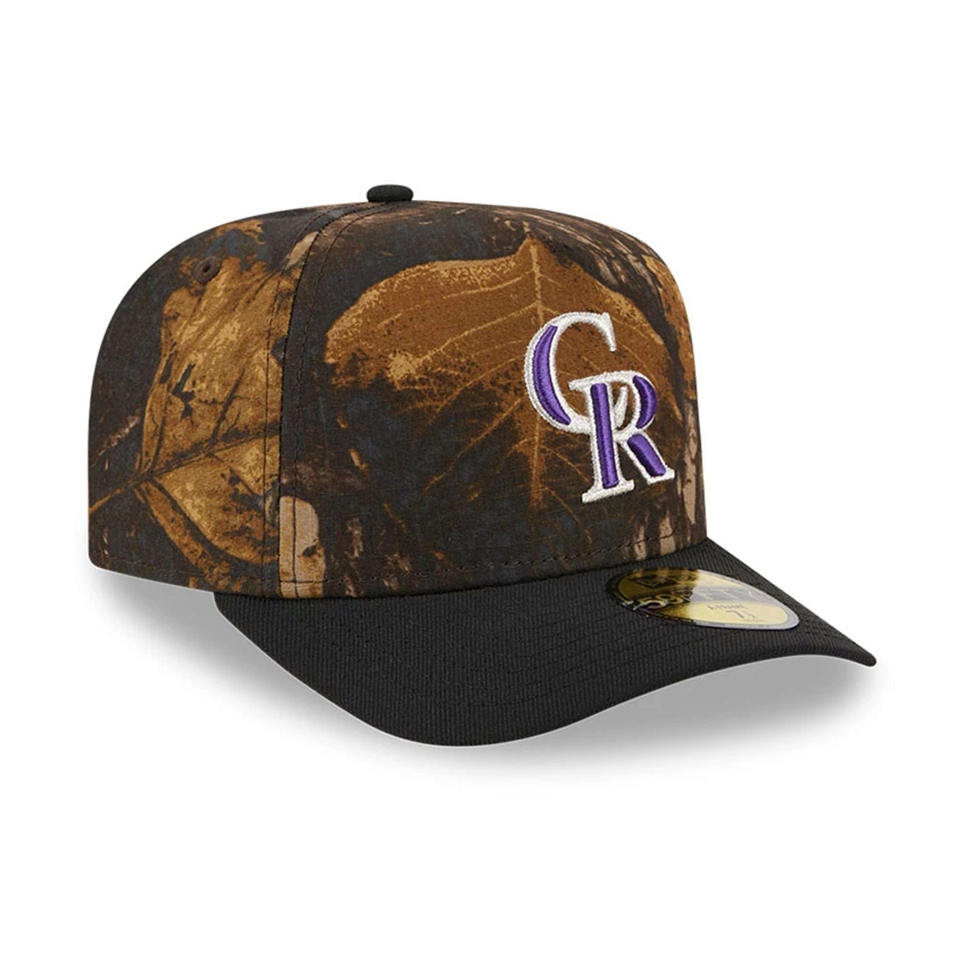 This is a Colorado Rockies MLB Ripstop Camo Assorted Print 59FIFTY A-Frame Fitted Cap 3
