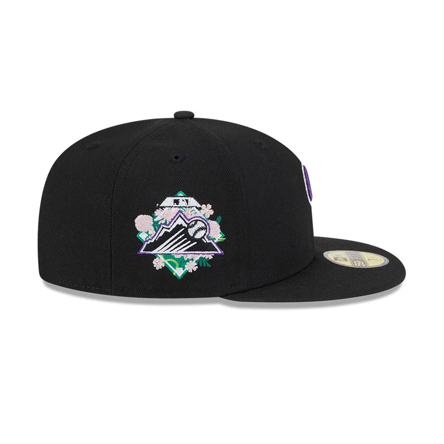 This is a Colorado Rockies Floral Undervisor Black 59FIFTY Fitted Cap 5