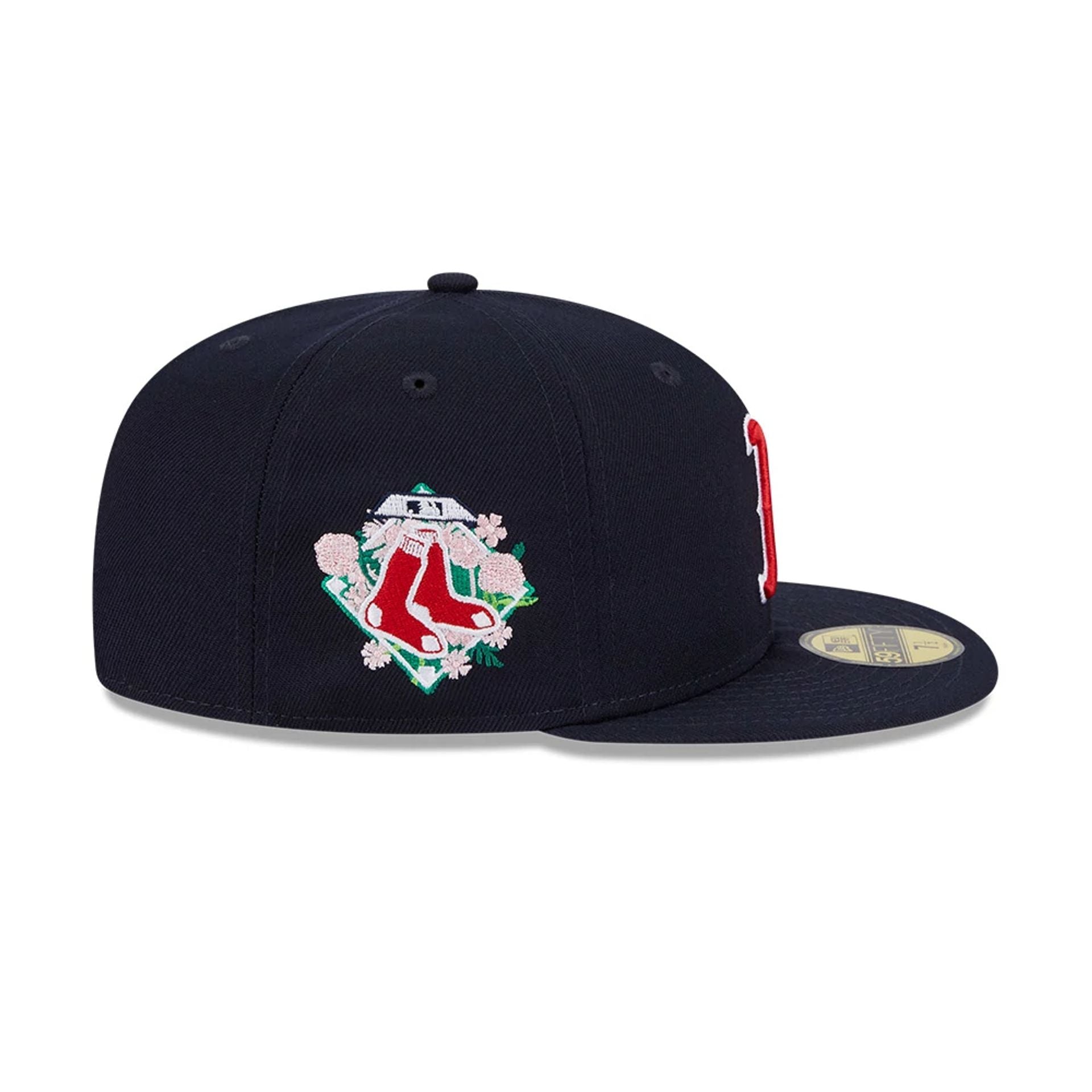 This is a Boston Red Sox Floral Undervisor Navy 59FIFTY Fitted Cap 5