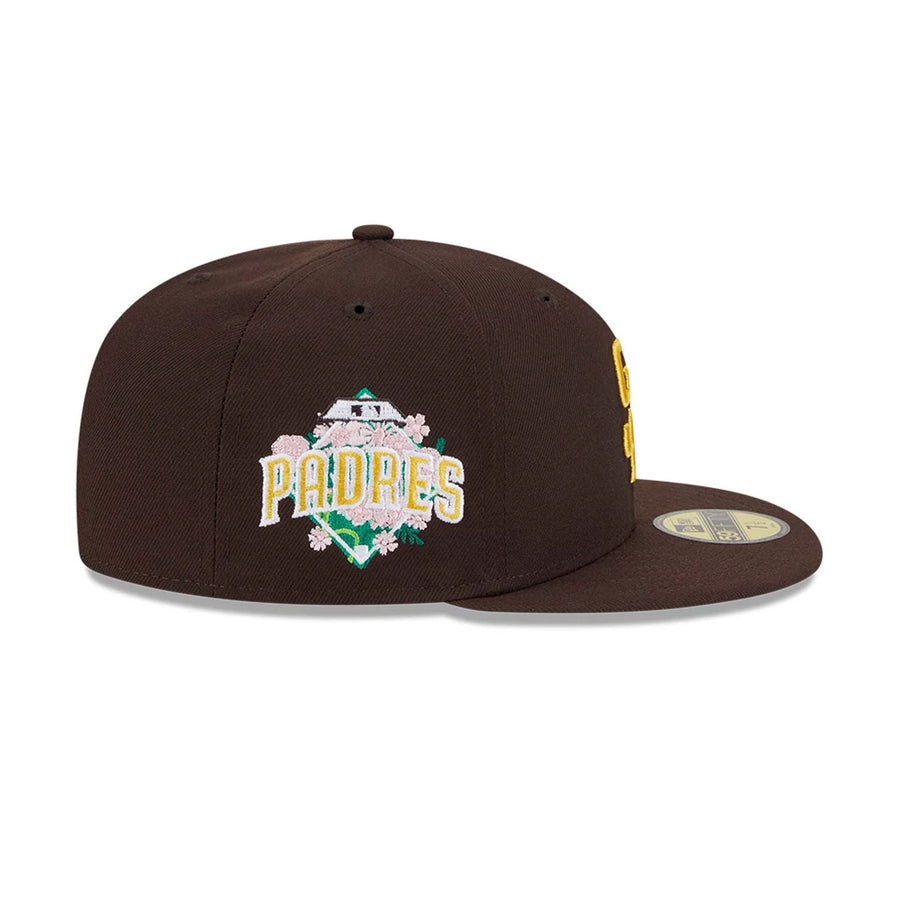 This is a San Diego Padres Floral Undervisor Dark Brown 59FIFTY Fitted Cap 6