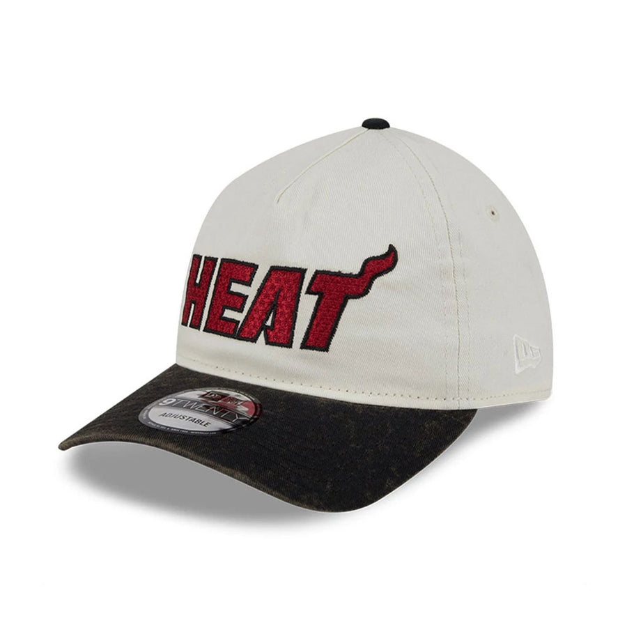 This is a Miami Heat Pastel White 9TWENTY A-Frame Adjustable Cap 1