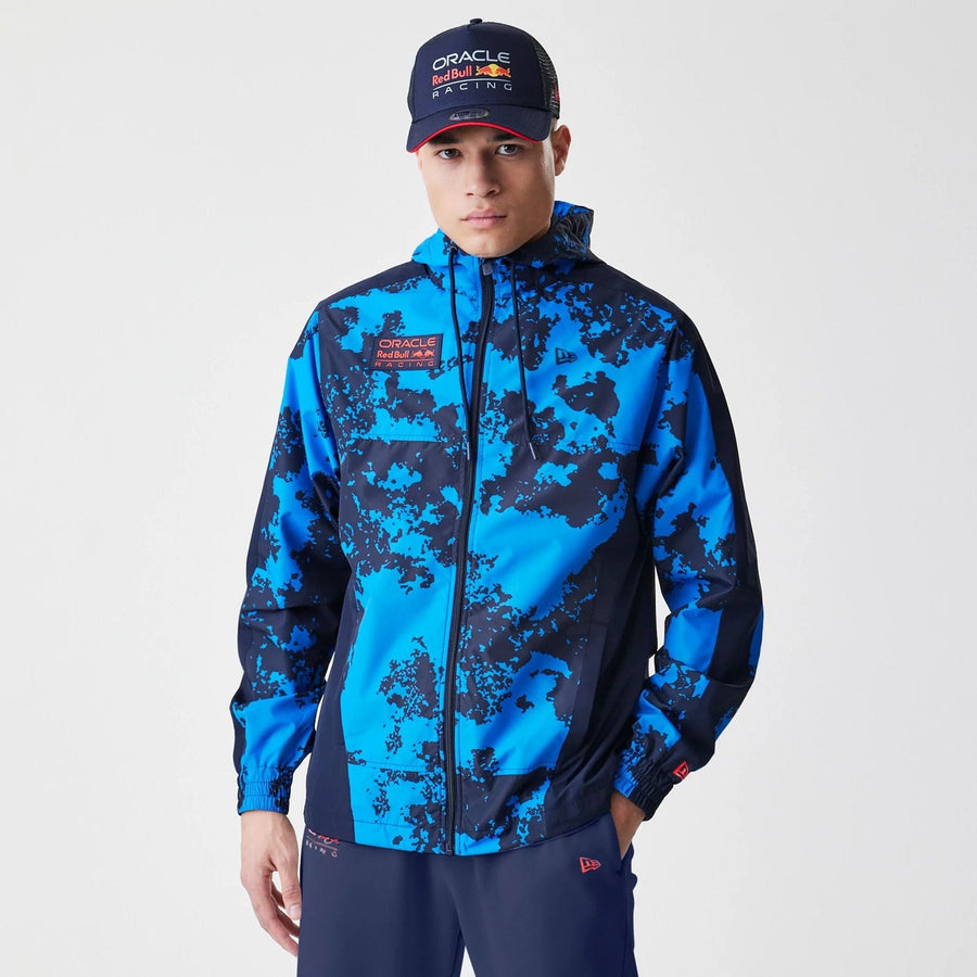 The Male model is wearing Red Bull Racing Blue Windrunner Jacket 1
