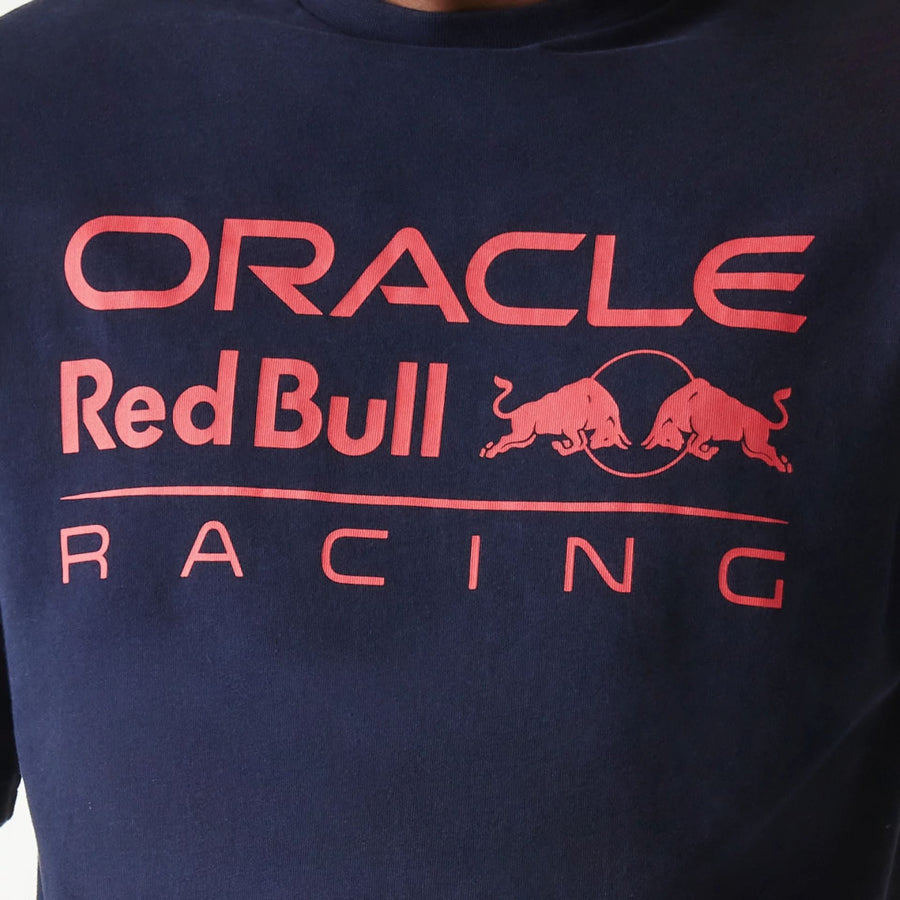 The Male model is wearing Red Bull Racing Dark Blue Oversized T-Shirt 3
