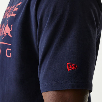 The Male model is wearing Red Bull Racing Dark Blue Oversized T-Shirt 4