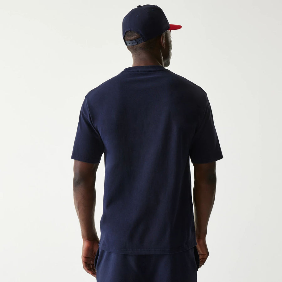 The Male model is wearing Red Bull Racing Dark Blue Oversized T-Shirt 2