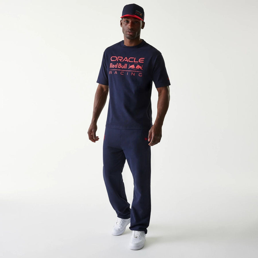 The Male model is wearing Red Bull Racing Dark Blue Oversized T-Shirt 8