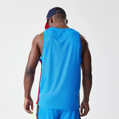 The Male model is wearing Red Bull Racing Basketball Mesh Blue Sleeveless T-Shirt 2