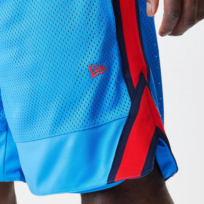 The Male model is wearing Red Bull Racing Basketball Mesh Blue Shorts 4