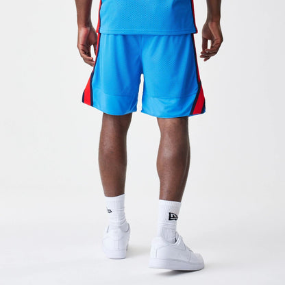 The Male model is wearing Red Bull Racing Basketball Mesh Blue Shorts 2