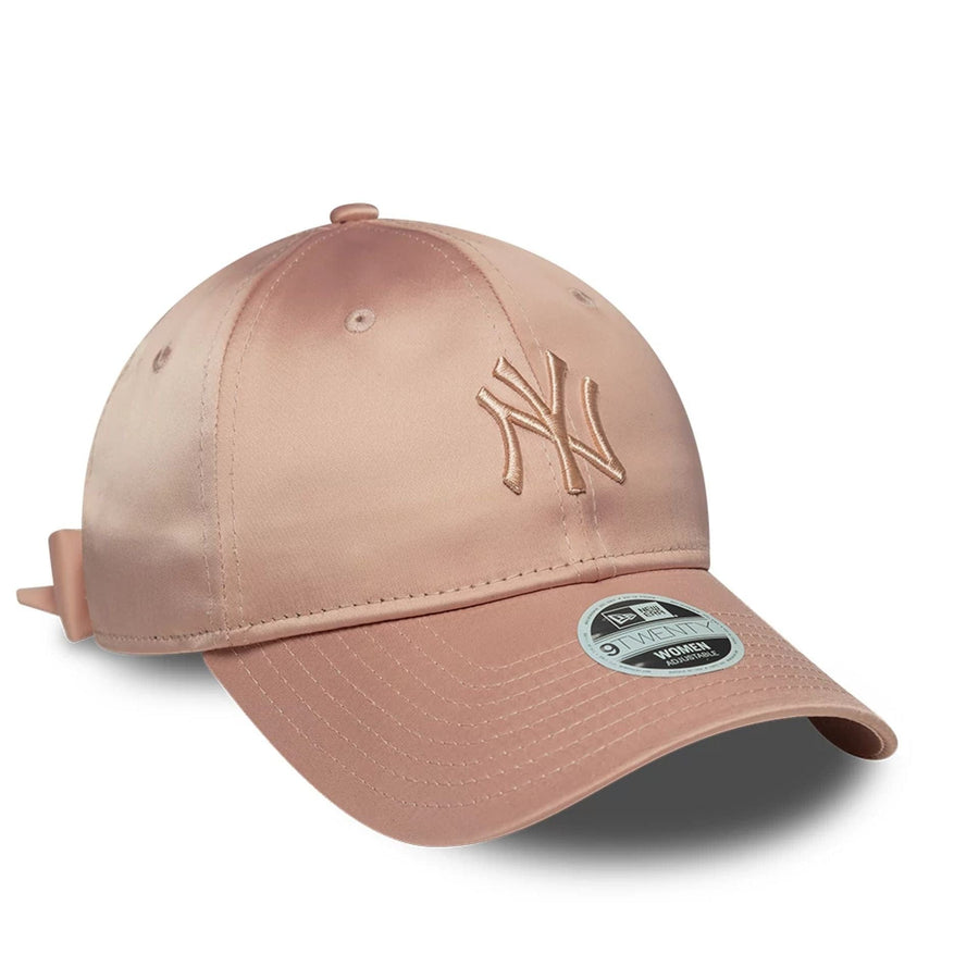This is a New York Yankees Womens Satin Bow Pastel Pink 9TWENTY Adjustable Cap 4