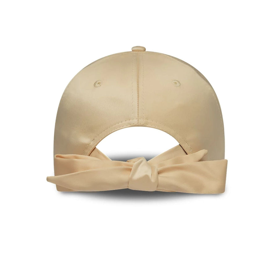 This is a Womens New Era Satin Bow Light Beige 9TWENTY Adjustable Cap 2