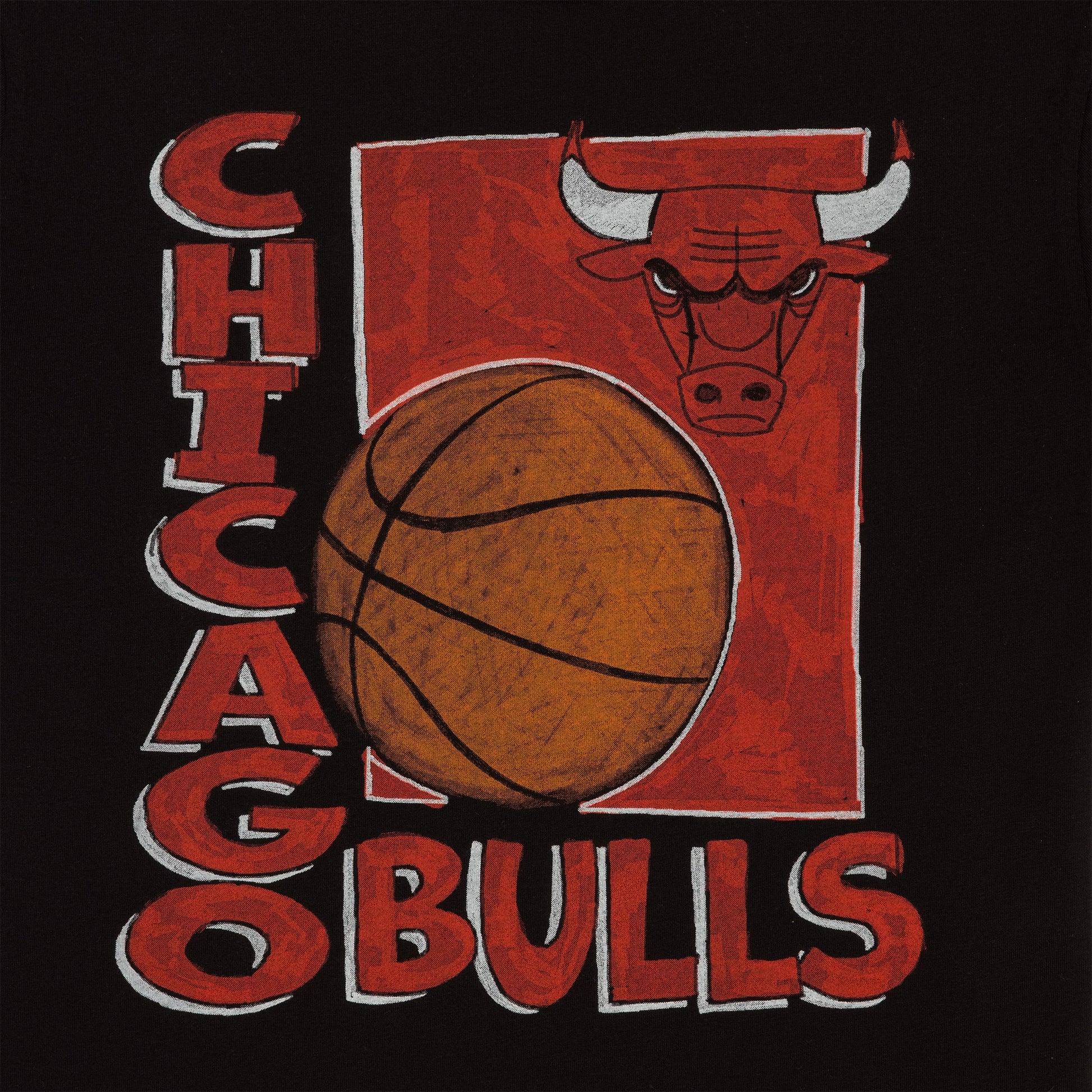 The Male model is wearing Chicago Bulls NBA Basketball Graphic Black T-Shirt 3
