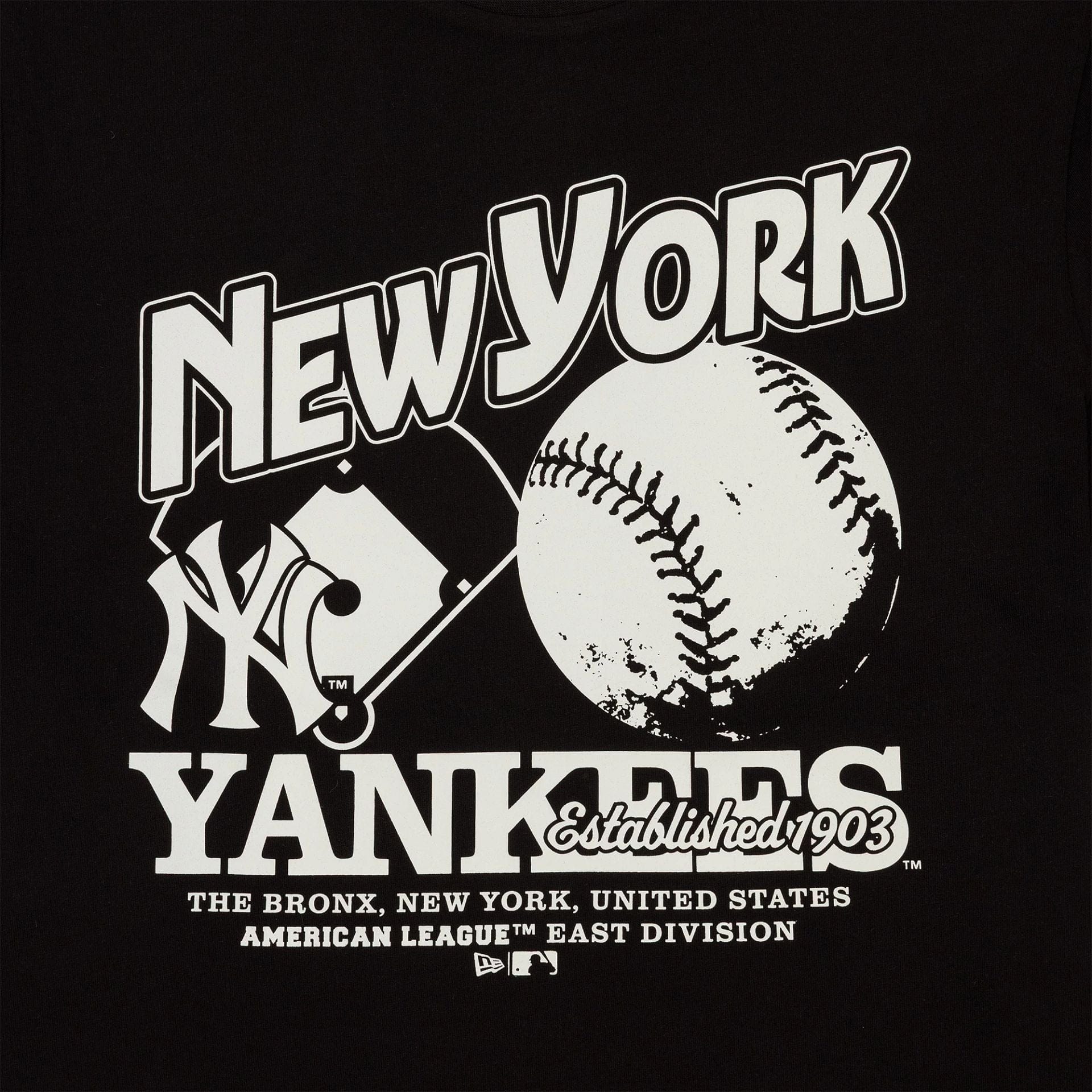 The Male model is wearing New York Yankees MLB Black T-Shirt 3
