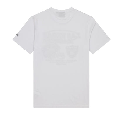 The Male model is wearing Las Vegas Raiders NFL Graphic White T-Shirt 2