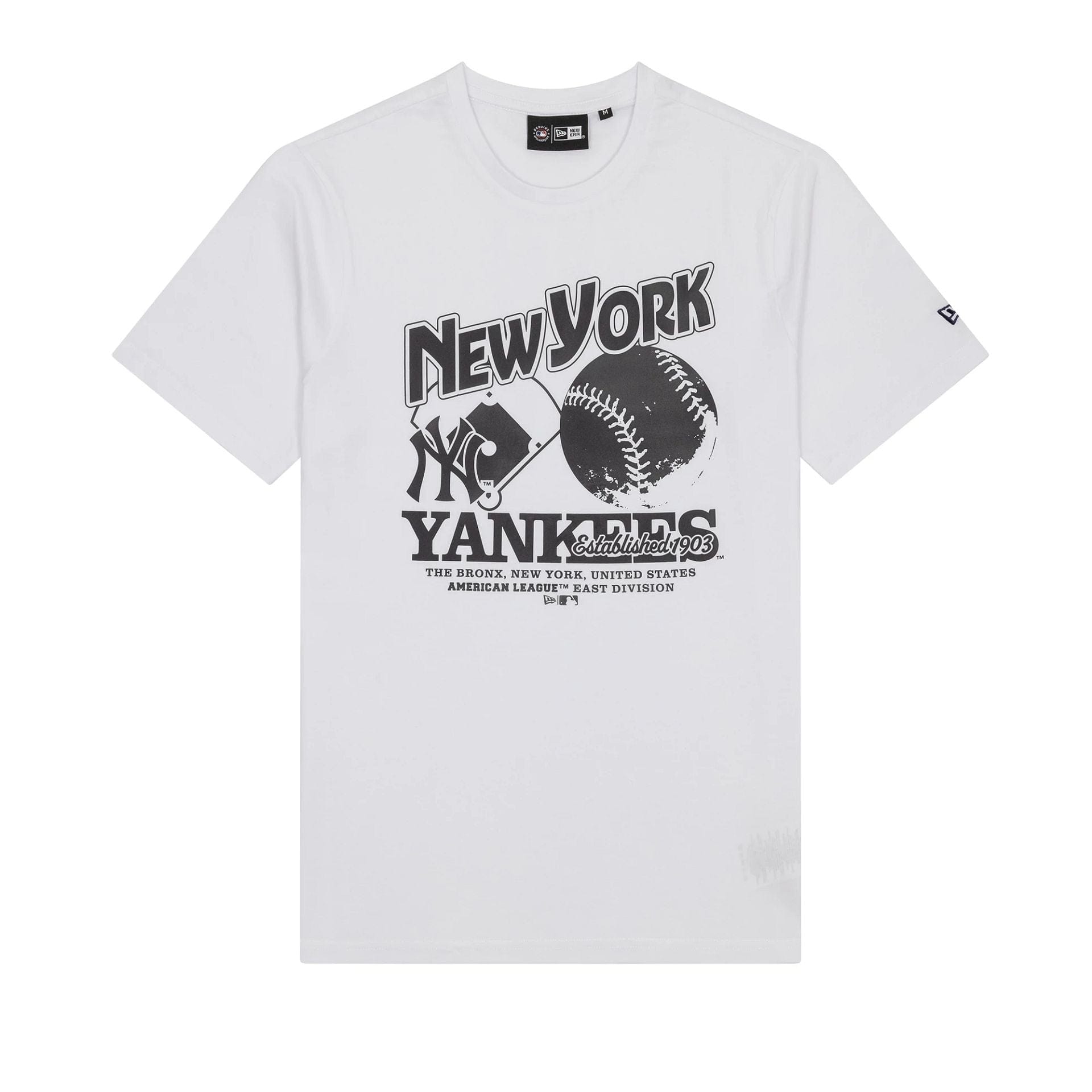 The Male model is wearing New York Yankees MLB White T-Shirt 1