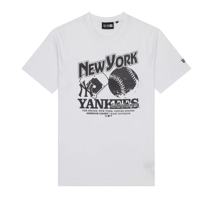 The Male model is wearing New York Yankees MLB White T-Shirt 1