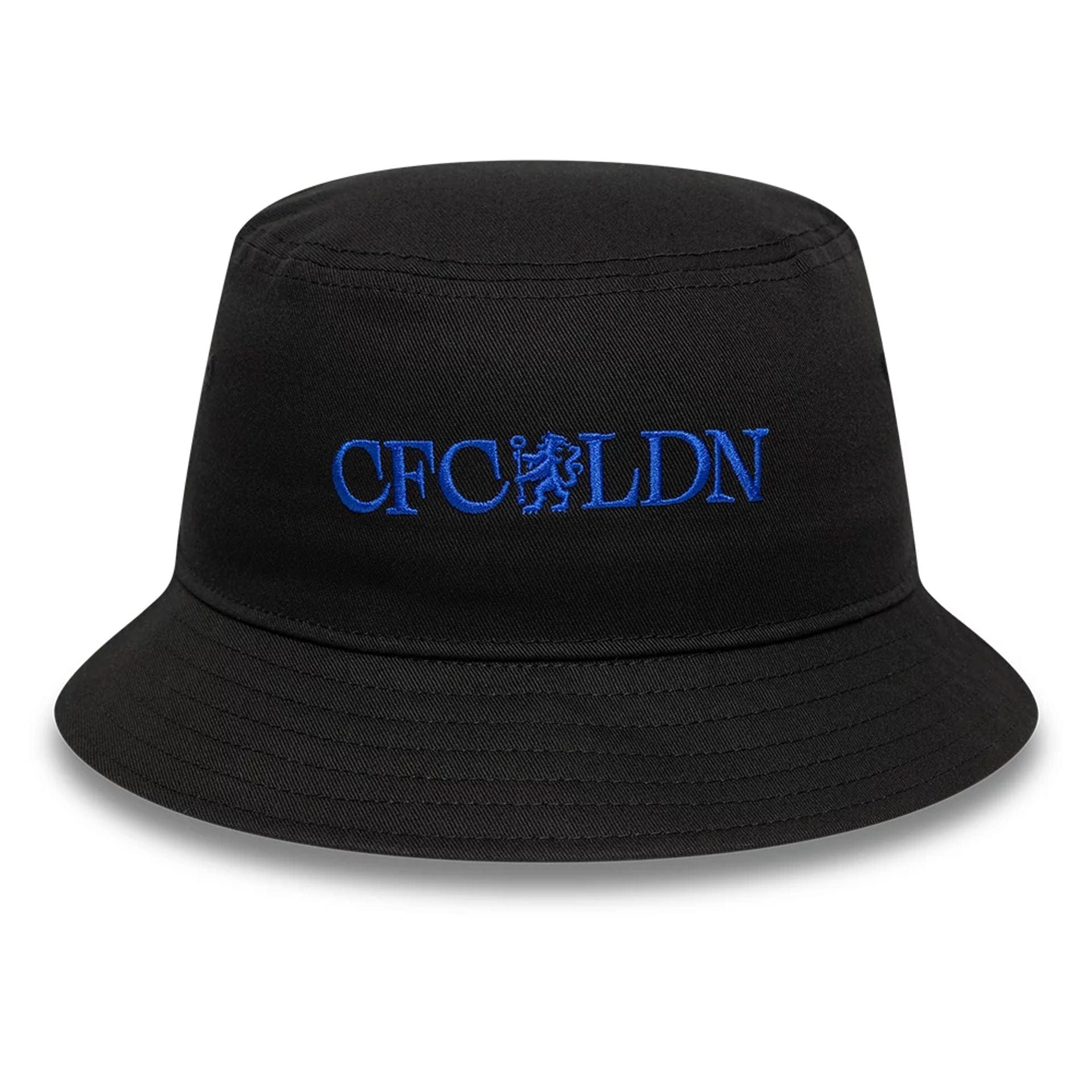 This is a Chelsea FC Lion Crest Wordmark Black Bucket Hat 1