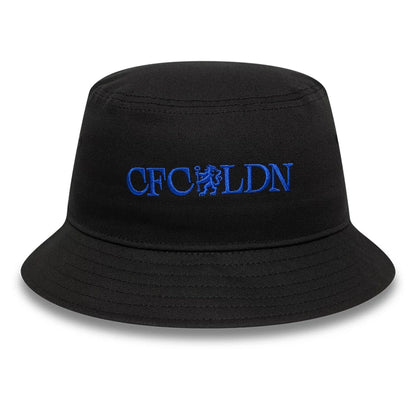 This is a Chelsea FC Lion Crest Wordmark Black Bucket Hat 1