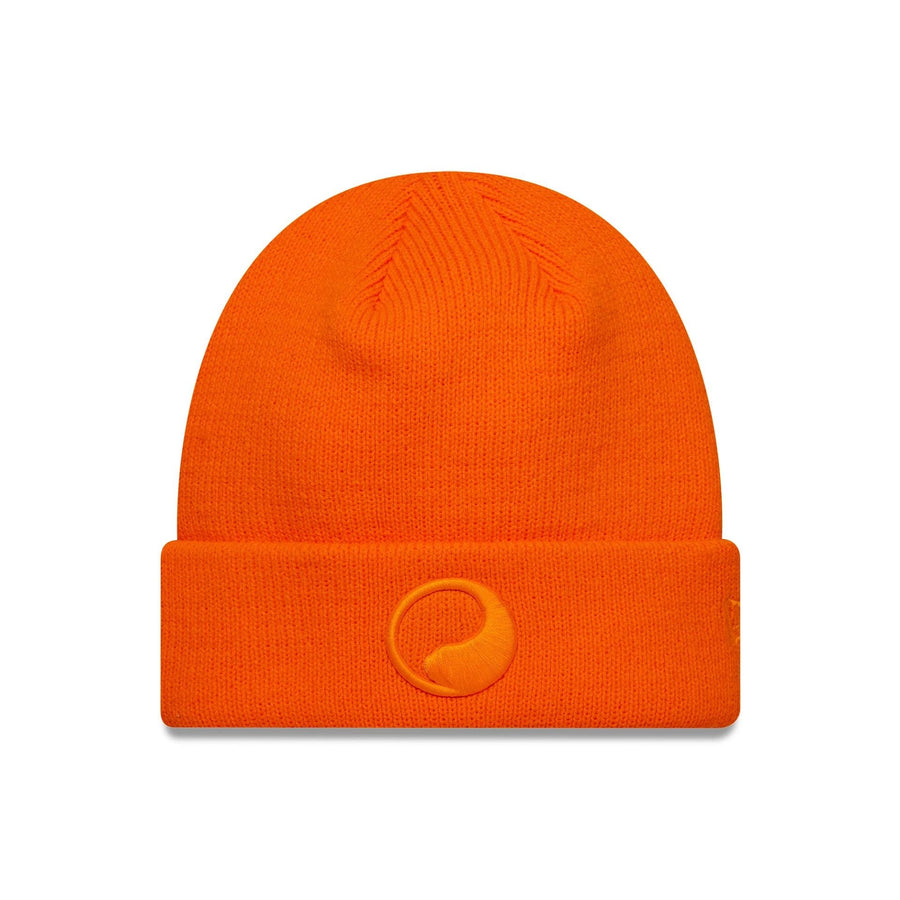 This is a New Era X Our Legacy Orange Cuff Knit Beanie Hat 1