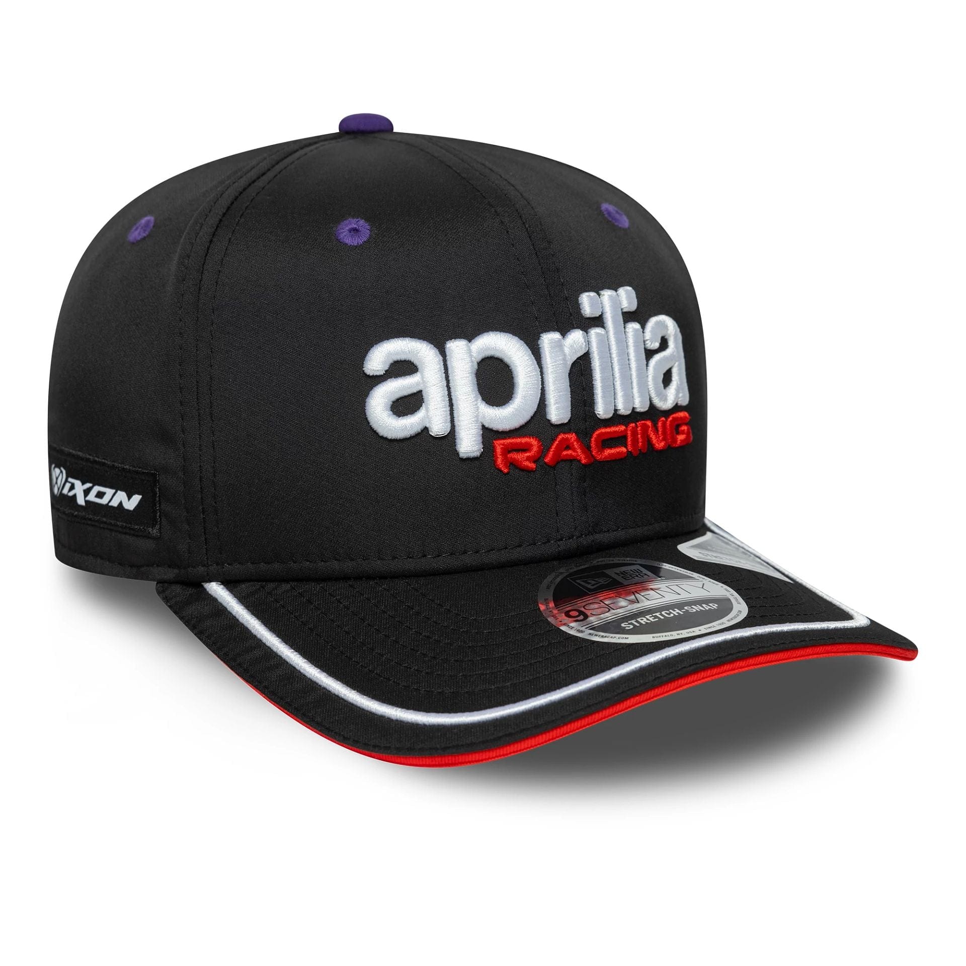 This is a Aprilia Team Black 9SEVENTY Stretch Snap Adjustable Cap 1