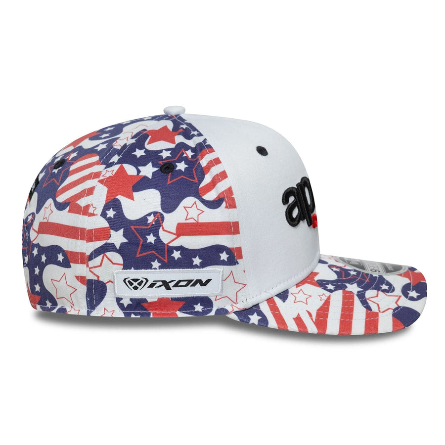 This is a Aprilia Austin Race Special White 9SEVENTY Stretch Snap Adjustable Cap 5