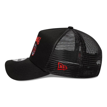 This is a AC Milan Youth Puff Print Black 9FORTY A-Frame Trucker Adjustable Cap 4