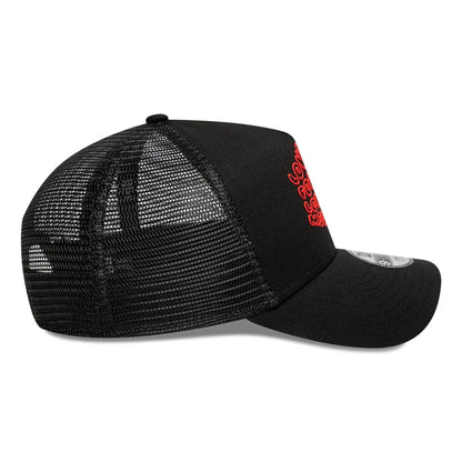 This is a AC Milan Youth Puff Print Black 9FORTY A-Frame Trucker Adjustable Cap 5
