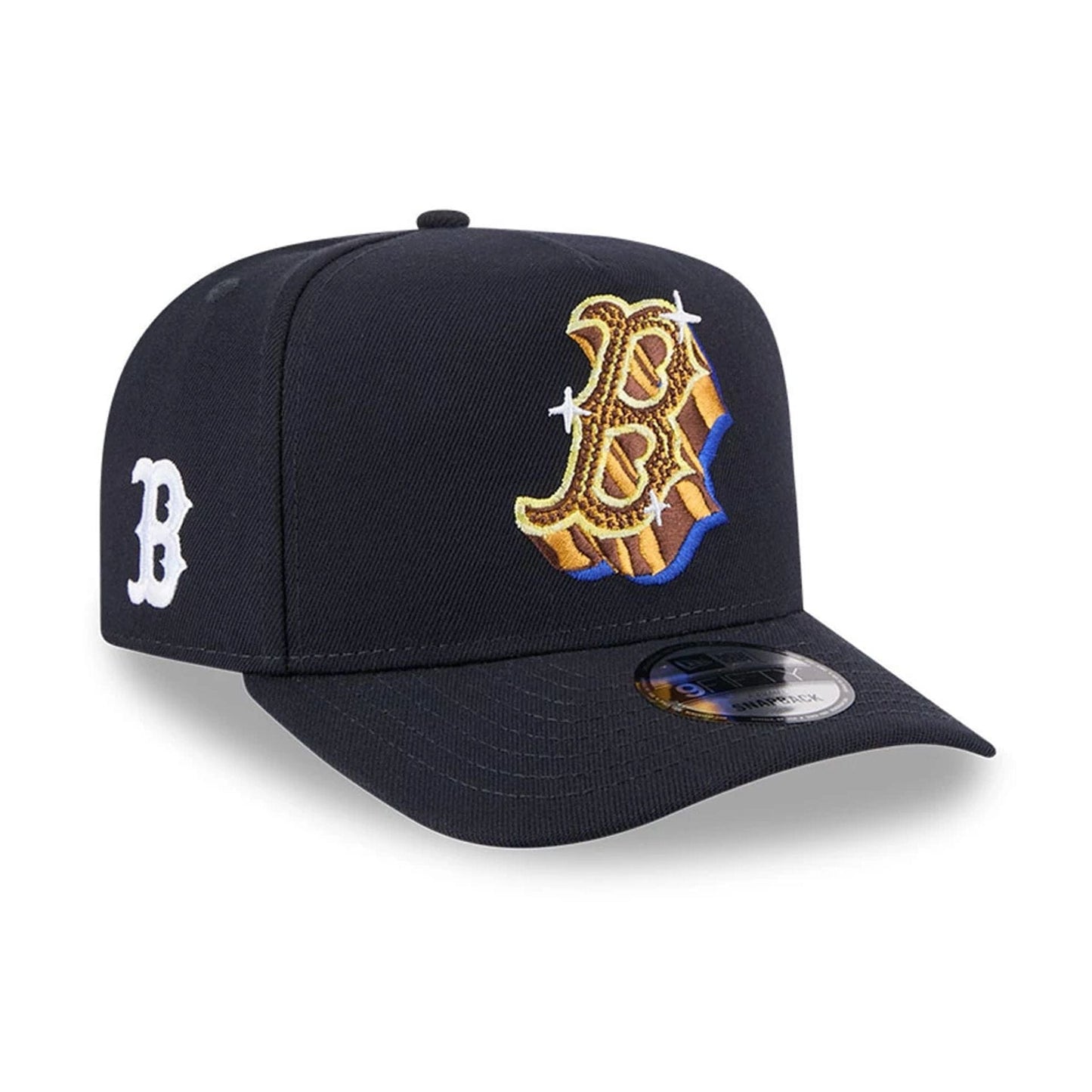 This is a Boston Red Sox MLB Emblem Navy 9FIFTY A-Frame Snapback Adjustable Cap 1