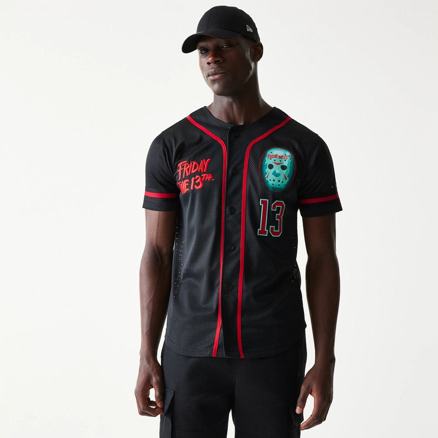 The Male model is wearing Friday The 13Th Black Jersey 1