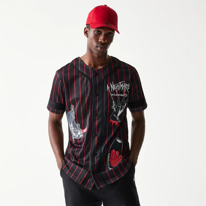 The Male model is wearing A Nightmare On Elm Street Black Jersey 1