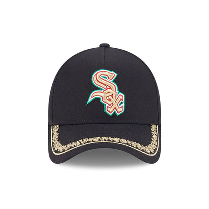 This is a Chicago White Sox Ornate Visor Black 9FORTY A-Frame Adjustable Cap 3