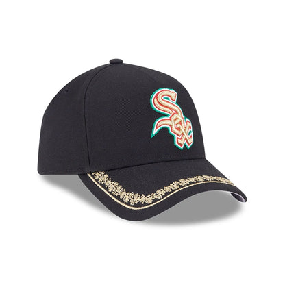 This is a Chicago White Sox Ornate Visor Black 9FORTY A-Frame Adjustable Cap 4