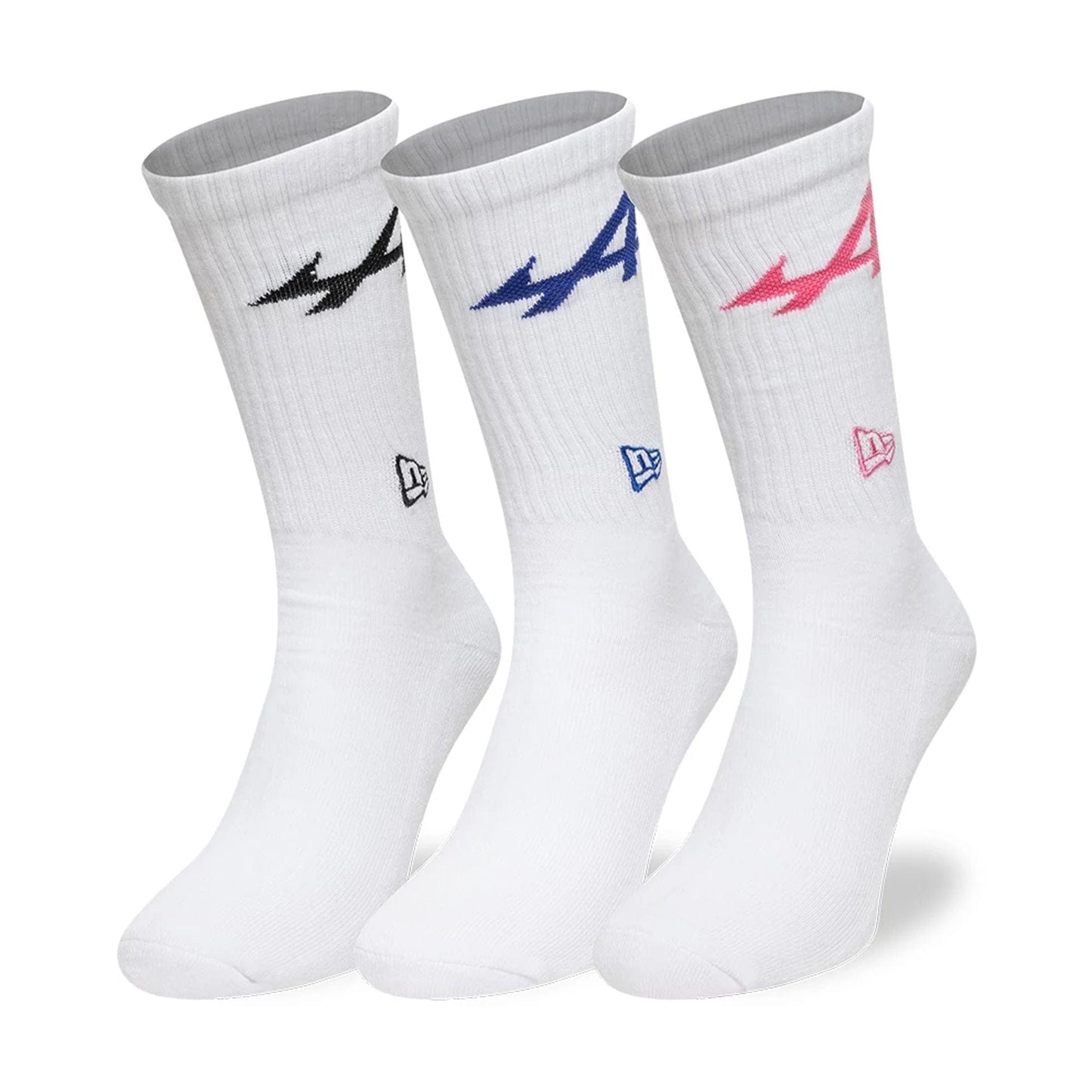This is a Alpine Racing Alpine Logo White 3 Pack Crew Socks  1
