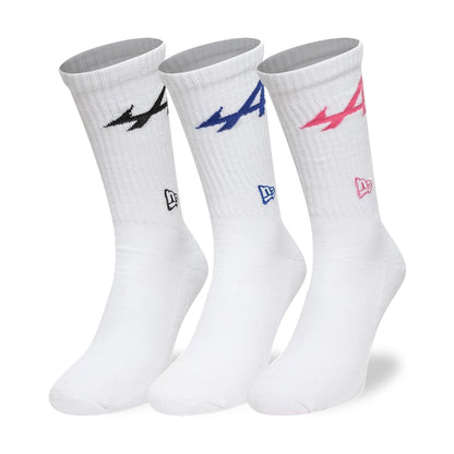 This is a Alpine Racing Alpine Logo White 3 Pack Crew Socks  1